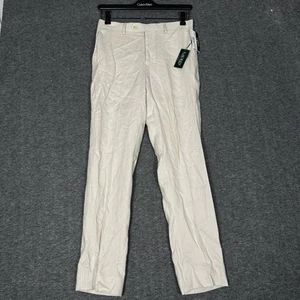 VTG Ralph Lauren Cream Linen Pleated Trousers Safari Pants 18R 29W DEADSTOCK - Picture 1 of 10