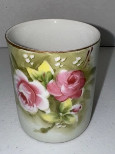 Vintage Lefton Rose handbemalt China grün Porzellan Becher Tasse - Bild 1 von 7