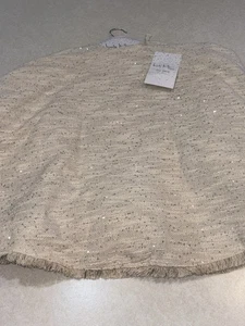 Nicole Miller Home Baum Rock beige silber Pailletten Fransen 52" rund neu mit Etikett - Bild 1 von 7