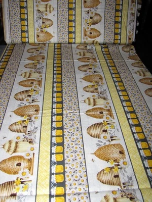 HENRY GLASS & CO. Bee Hive Honey Daisy Stripe Fabric By The Yard Sweet Bees Cotton by Henry Glass