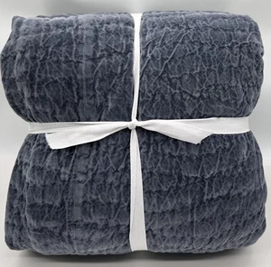 Pottery Barn Washed Velvet Handcrafted FULL / QUEEN Quilt ~ Cobalt Blue - Picture 1 of 2