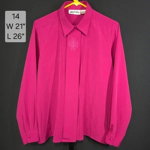 Blusa De Colección Yves St Clair Talla 14 Botones Elegante Rosa Caliente Bordado Almohadillas para el Hombro - Imagen 1 de 5