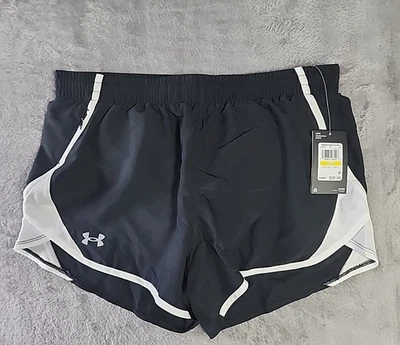 Under Armour Medium Girls' Fly by 3” Shorts Black/white NWT - Image 1 of 4