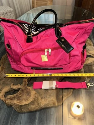 Bolsa de conserjería de equipaje de mano Anne Klein de nailon rosa y negro Foto 1 de 4
