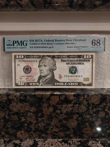 2017A $10 Cleveland Fr#2045-D PMG 68EPQ fancy binary radar-repeater #64644646 - Picture 1 of 4