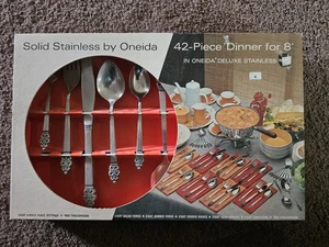 Vintage Nordic Crown Solid Stainless By Oneida 42 Pc Set - Picture 1 of 1