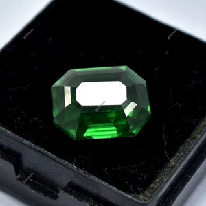 10.15 Ct Garnet Natural Tsavorite Emerald Cut CERTIFIED Loose Gemstone Green. - Picture 1 of 8