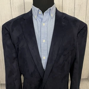 Abrigo deportivo Lauren Ralph Lauren 56L azul marino imitación gamuza 2 botones ventilación única - Imagen 1 de 8
