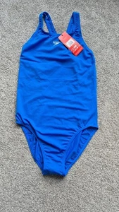 Speedo Women's Eco Endurance+ Medalist Swimsuit Blue Costume Blue 2024 Sz 18/40 - Picture 1 of 8