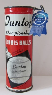 Vintage Sealed Dunlop Championship Vinnie Richards Tennis Balls Tin - Key Wind - Image 1 of 4