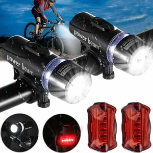 2X Fahrradlicht Set – 5 LED Frontscheinwerfer & Rücklicht, wasserdicht - Bild 1 von 14