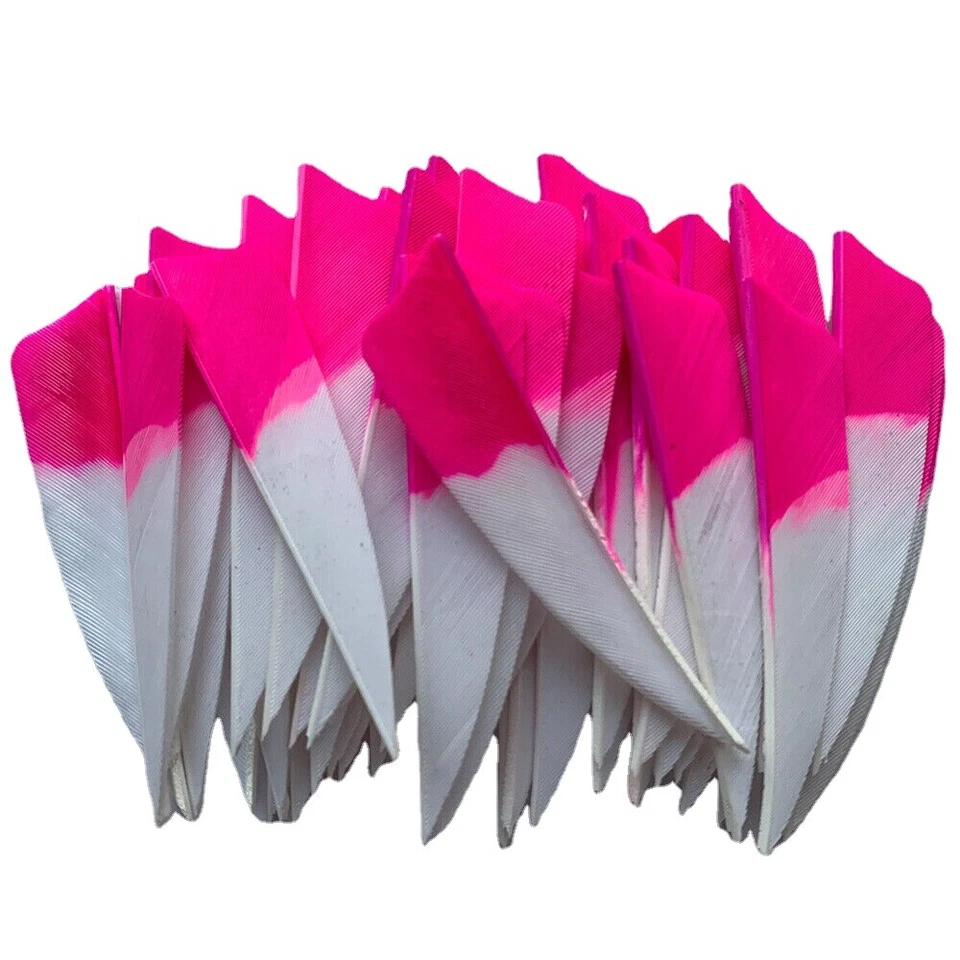 50 PCS 3INCH Shield Pink Archery Fletches Natural Turkey Feather Fletching RW - Image 1 of 4