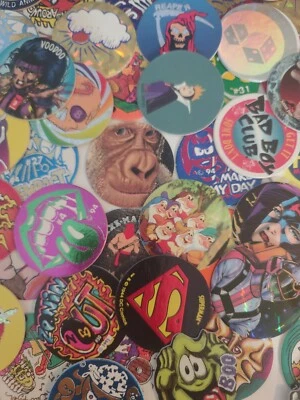 100+ Pogs Milk Caps Unsorted Retro Game Nostalgia DISNEY MARVEL DC COMICS + MORE - Image 1 of 4