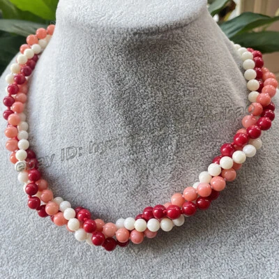 3 нити натуральный 6-7 мм белый розовый красный коралл круглый гладкий драгоценный камень ошейник ожерелье 17» - Изображение 1 из 4