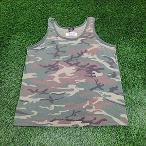 Vintage 90s Rothco Camo Tank-Top XL/2XL 24x29 Green Brown - Picture 1 of 11