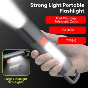 Rechargeable Work Light Portable LED Flashlight w/ Hanging Hook for Household US - Picture 1 of 20