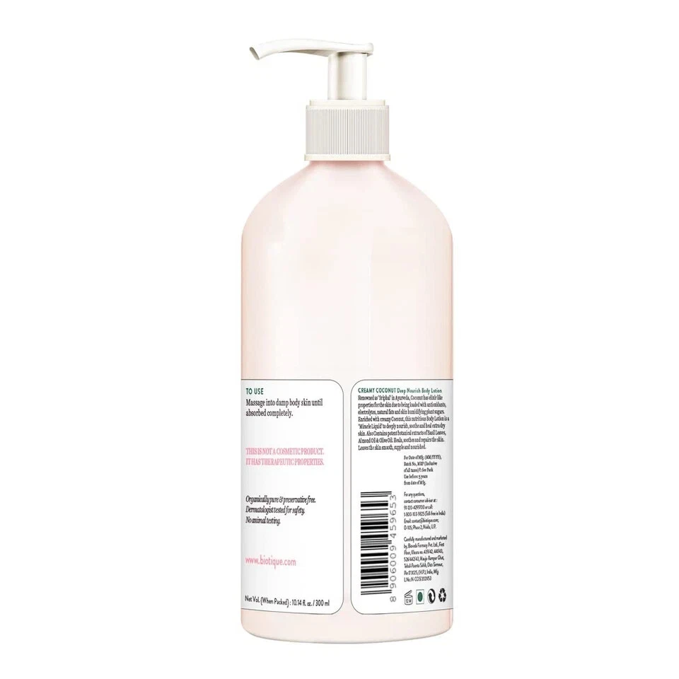 Biotique Creamy Coconut Loción Corporal Nutritiva Profunda 300ml, Envío Gratis a Todo el Mundo Foto 1 de 1
