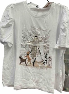 DKNY T-Shirt Women's🎁❤️Multicolor/Silver Color Rhinestone Sz M NWT - Picture 1 of 2