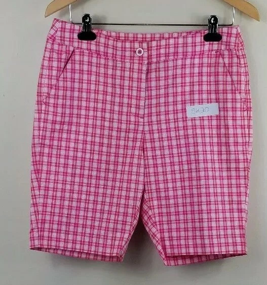 Pantalones Cortos de Golf GREG NORMAN, Mujer Talla 4, Rosa, Rojo, Multi, Cuadros, Elásticos, NUEVO Foto 1 de 4