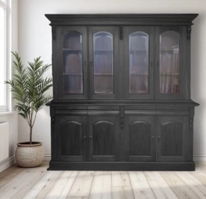 Large Victorian Style Late C20th Repro Glazed Bookcase Dresser Display Cabinet - Picture 1 of 8