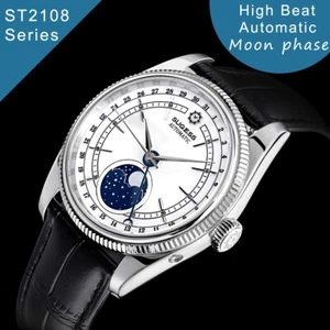 Seagull Sugess ST2108 White Automatic Moon Phase Sapphire Display Hi Beat 1963 - Picture 1 of 12