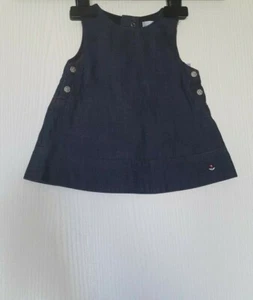 JACADI ROBE EN TOILE DE JEAN TAILLE BÉBÉ 1 MOIS DENIM FONCE - Picture 1 of 11