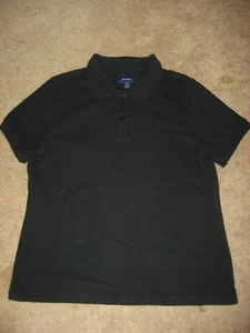 Womens Black FACONNABLE Polo Short Sleeve Knit Top Shirt Large - Picture 1 of 1