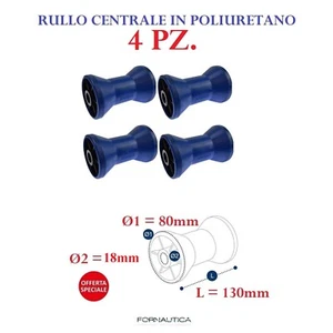 4 RULLI CENTRALI BLU REGGICHIGLIA 130X80 MM. DI RICAMBIO X CARRELLO BARCA RULLO - Foto 1 di 1