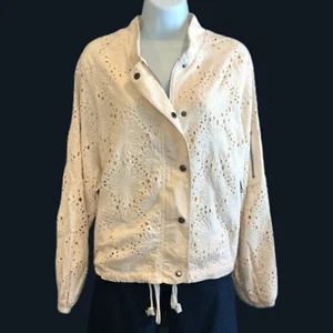 By Together Bomber Jacket Cream Eyelet Lace 100% Cotton NEW Size Medium - Picture 1 of 12
