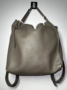 Mochila Cartera Bolso de Ciudad All Saints Gris Cuero Guijarro Cremallera Talla Grande de Viaje - Imagen 1 de 24