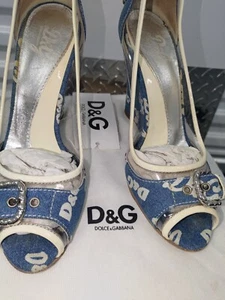 Authentic Dolce & Gabbana -Denim Monogram ;Size 39/ 8.5.  Pre-owned, denim  Mono - Picture 1 of 9