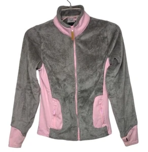 Champion Jacket Girls XL 14-16 Gray Pink Full Zipper Pockets Faux Fur Thumbholes - Picture 1 of 8