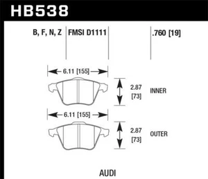Hawk Front Disc Brake Pad Set Fits 2009 Audi A4 Cabriolet HPS 5.0 Disc Brake Pad - Picture 1 of 4