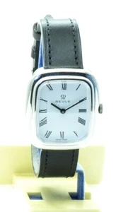 RARO RELOJ SUIZO MECÁNICO VINTAGE REVUE K1113E blanco años 70 NUEVO STOCK ANTIGUO NOS - Imagen 1 de 8