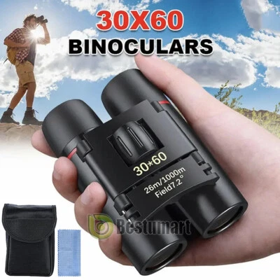 30x60 Binoculares HD para Día y Noche Visión de Zoom Compacto Plegable de Viaje - Image 1 of 4