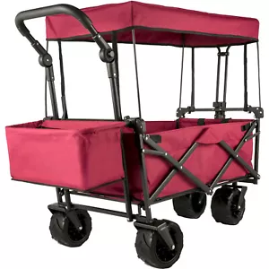 VEVOR Beach Trolley Outdoor Utility Garden Cart Folding Wagon Cart With Canopy - Picture 1 of 12