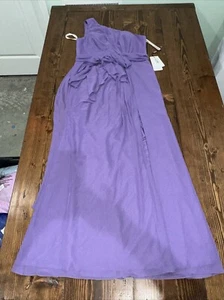 NWT JJs House Women’s 16 Chiffon A-Line One Shoulder Bridesmaid Dress - Purple - Picture 1 of 7