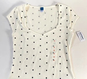 Old Navy Polka Dot T Shirt Womens Size Small Multicolor Sweetheart Neckline NWT - Picture 1 of 14