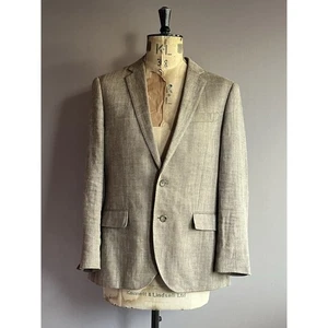 J Crew Blazer Mens Size 40S Beige Linen Silk Ludlow Herringbone Tailored Jacket - Picture 1 of 13