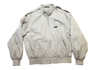 Vintage Members Only Jacket Mens Medium Tan Racer Bomber Zip Epaulettes 80s - Picture 1 of 6