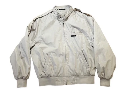 Vintage Members Only Jacket Mens Medium Tan Racer Bomber Zip Epaulettes 80s - Image 1 of 4