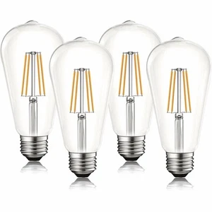 Luxrite Vintage S19 LED Edison Filament Bulb 60W 2700K 550lm Dimmable (4-Pack) - Picture 1 of 7