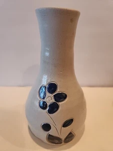Williamsburg Keramik Virginia blaue Blume Salzglasur blaue Vase 6" hoch  - Bild 1 von 4