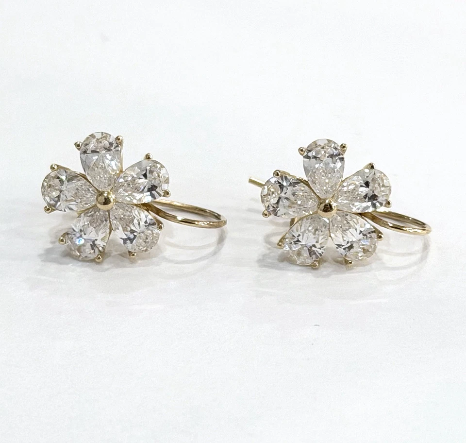 PENDIENTES COLGANTES ORO AMARILLO 14K CIRCONITA FLOR 3.79G DIAMONIQUE DQ Foto 1 de 4