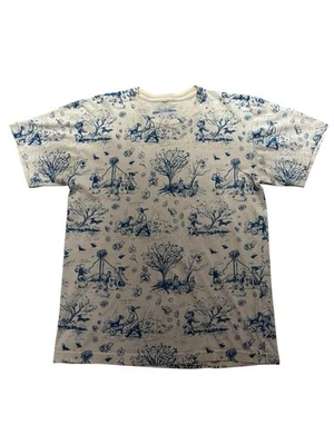 Sin hilo mediano para hombre color crema con dibujo artístico azul mediano Foto 1 de 4