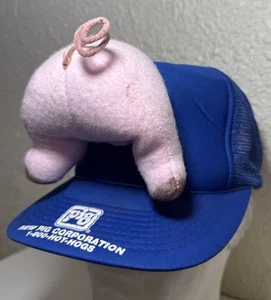 Cappello camionista vintage PIG Corp. snapback berretto schiuma 3D peluche coda di maiale anni 80-90 usato in ottime condizioni - Foto 1 di 11