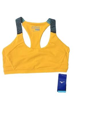 Sujetador deportivo Mizuno para mujer Rhonda Rousey Podium amarillo espalda corredora ojo de cerradura GRANDE nuevo Foto 1 de 4