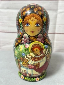 Vintage handbemalte russische Stapelpuppe 5 Puppen unten signiert - Bild 1 von 17