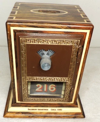 Antiguo banco de puerta de caja de correos USPS P O con "MADERA RARA" BUZ'S artesanía en madera Foto 1 de 4