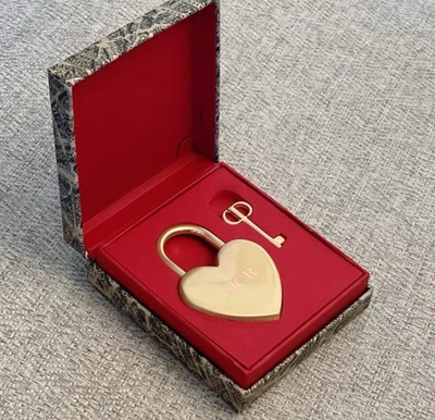 Christian Dior VIP Gold Love Heart Lock Padlock Key Keyring Valentines Gift - Image 1 of 4